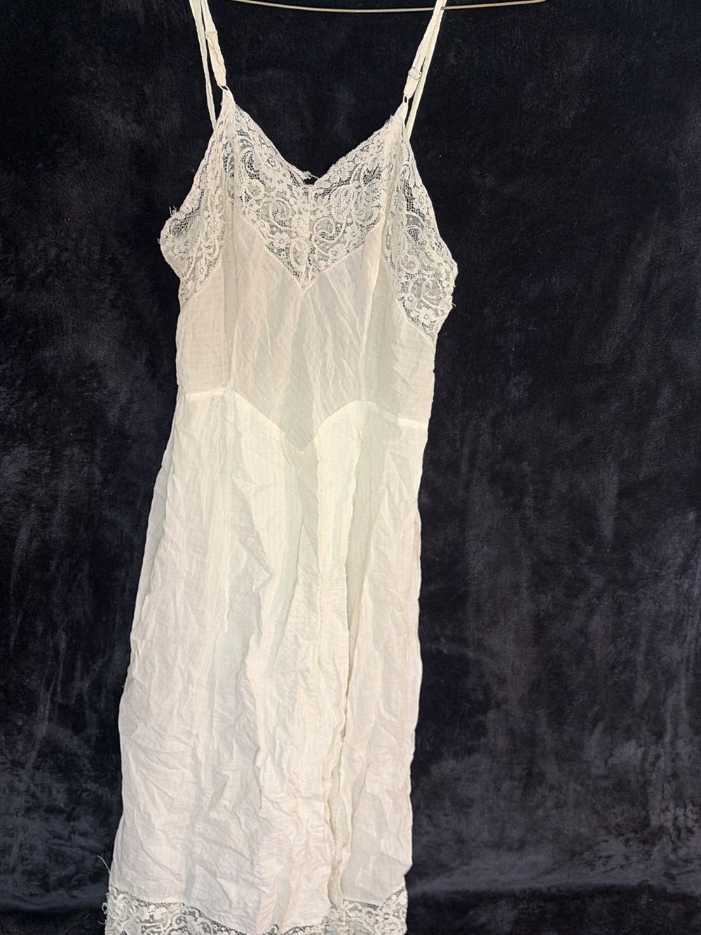 Source Unknown Cream Lace-Trim Backless Slip Dress